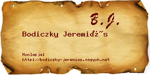 Bodiczky Jeremiás névjegykártya